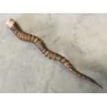 A gazelle horn mounted with hallmarked silver cap decorated with embossed, scrolling thistles -