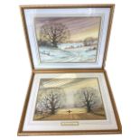 Horsfield, watercolours a pair, winter country landscapes, one signed and dated, mounted and framed.