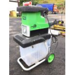 A Florabest electric turbo power garden shredder on trolley stand with integral waste bin - model