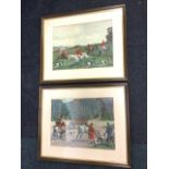 De Condamy, Victorian lithographic hunting prints, a pair, hunt meet and in the field, mounted &