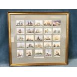 A gilt framed set of John Player cards depicting old naval prints, the 25 coloured prints with