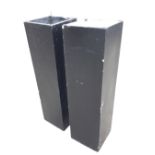 A pair of tall square composition resin garden tower plant pots. (39.5in) (2)