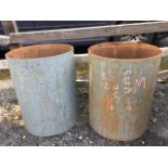 A pair of metal tubes or pipes - suitable as garden containers. (19.5in x 24.75in) (2)