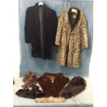 A ladies ocelot coat by Alexander Hilkie of Edinburgh; a Jenners mink stole; a black beaver fur