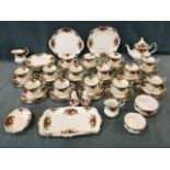 A Royal Albert twelve-piece teaset decorated in the Old Country Roses pattern, including teapot &