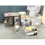 Five miscellaneous boxed/cased kitchen appliances by Kenwood - a Major food processor, a grinder,