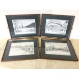 FH Ayton, a set of four prints monochrome scenes of Wylam Station, Wylam Bridge, the Waterworks