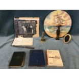 A maritime lot: a Royal Doulton handpainted charger of HMS Victory; a bronze Nelson figure; a