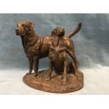 Priscilla Hann, a bronze resin figure group of two labradors, titled William & Grit and dated