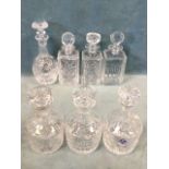 Seven miscellaneous contemporary cut glass decanters & stoppers - Edinburgh Crystal, Royal