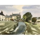 Jim Page, pen & watercolour, study of Abbots Walk in Coldstream, signed, mounted & framed. (14.5in x