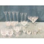 Miscellaneous drinking glasses - tall flutes, wine glasses, brandy balloons, champagne glasses, etc.