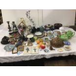 Miscellaneous ceramics & ornaments including studio pottery, Denby, a 30s Staffordshire teapot &