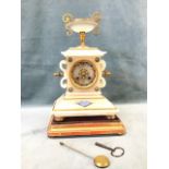 A 19th century French Japy Frères ormolu mounted alabaster mantle clock, the mechanism striking on a