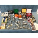 Miscellaneous flatware including cased sets of EPNS, tea knives, miscellaneous nineteenth century