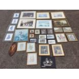 Miscellaneous prints, watercolours and wall plaques including North East scenes, caricatures,