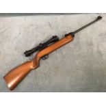 A Diana G79 .22 air rifle with lever action and beech stock, fitted with NcStar telescopic