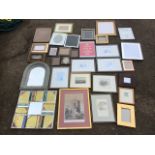 A quantity of photograph frames and prints - silver plated, nineteenth century steel engravings, a