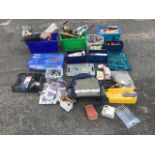 Miscellaneous tools including a pointing and grouting gun, ratchet bits, spanners, drill bits,