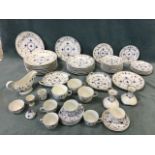 A collection of Royal Copenhagen handpainted blue onion pattern dinner and tea wares - thirty-