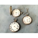 Three hallmarked silver pocket watches - enamelled dial M Nicole Geneva, engraved movement Murray of