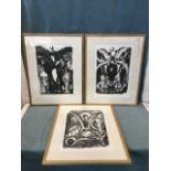 Shirley Lester, a set of three stone lithographs, signed and titled in pencil on margins - Growth,