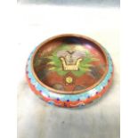 A 19th century Chinese bulbous cloisonné bowl, the interior with a large five-clawed dragon, the
