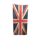 A First World War linen union jack flag, the seam stencil printed with GR crown cypher. (71in x