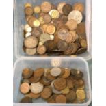 A collection of miscellaneous coins - mainly old copper, pennies and halfpennies, some silver,