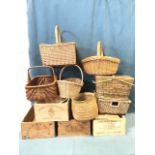 A collection of miscellaneous baskets; and six wine boxes. (A lot)