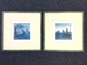 A pair of photographic studies of the Charles Bridge, Prague, signed and dated on mounts, framed. (