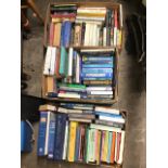 Three boxes of books - psychology, mental health and nursing textbooks, contemporary novels,