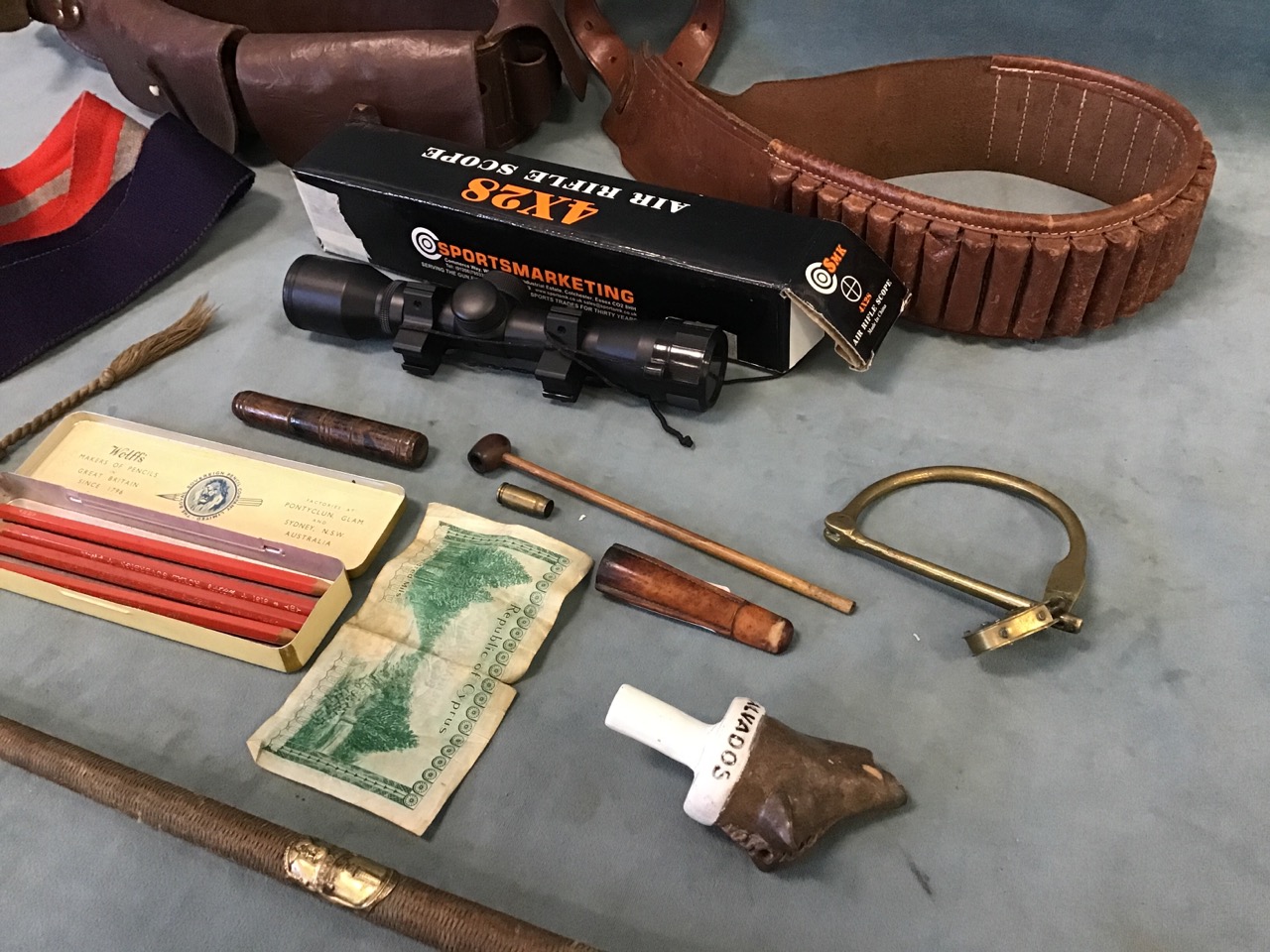 Miscellaneous collectors items - leather ammunition and cartridge belts, a German riding crop - - Image 2 of 3