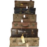 Miscellaneous suitcases - leather, canvas, fibreboard, vellum, etc. (6)