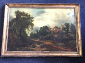 JC Sayer, after John Constable, Glebe Farm, 19th century oil on canvas, landscape with farmhouse,