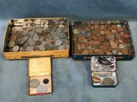 A collection of coins - contemporary, pre-decimal, silver & copper, continental, transport tokens