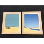 Brian Jay, oil and liquin on board, Cornish coastal scenes with beaches, a pair, titled Lead
