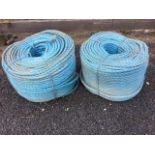 Two unused coils of blue nylon rope. (2)
