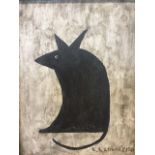 After LS Lowry, oil on board, study of black dog, signed and dated 1961, framed. (6.75in x 8.75in)