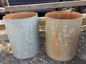 A pair of metal tubes or pipes - suitable as garden containers. (19.5in x 24.75in) (2)