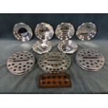 A set of six silver plated plates by Townsends, Birmingham, with moulded rims - 9in; a pair of