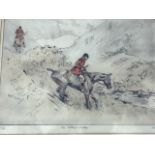 Tom Carr, etching, titled The College Valley, huntsmen and hounds crossing a stream, numbered,