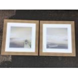 Isabel Mortimer, lithographic prints - a seascape and jetty titled View from the Waterfront, the