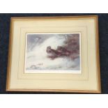 Archibald Thorburn, artists signed proof print, woodcock & robin in snowy landscape, signed in print