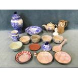 Miscellaneous ceramics including blue Spode, a studio pottery teapot & cover, a Victorian