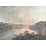 JW Edy, nineteenth century coloured print, river landscape titled View of the River Tyne with