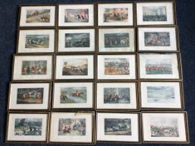 A collection of Henry Alken prints, the hogarth framed plates with indent marks and titles to versos