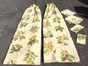 A pair of Osborne & Little lined and interlined printed cotton curtains in the Fountnall pattern -