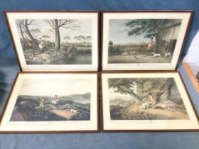A set of four country shooting prints after the 1808 Samuel Howitt originals, titled in French &