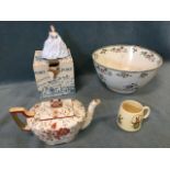 A boxed Coalport figurine - June; a late Victorian Staffordshire chinoiserie bowl decorated in the